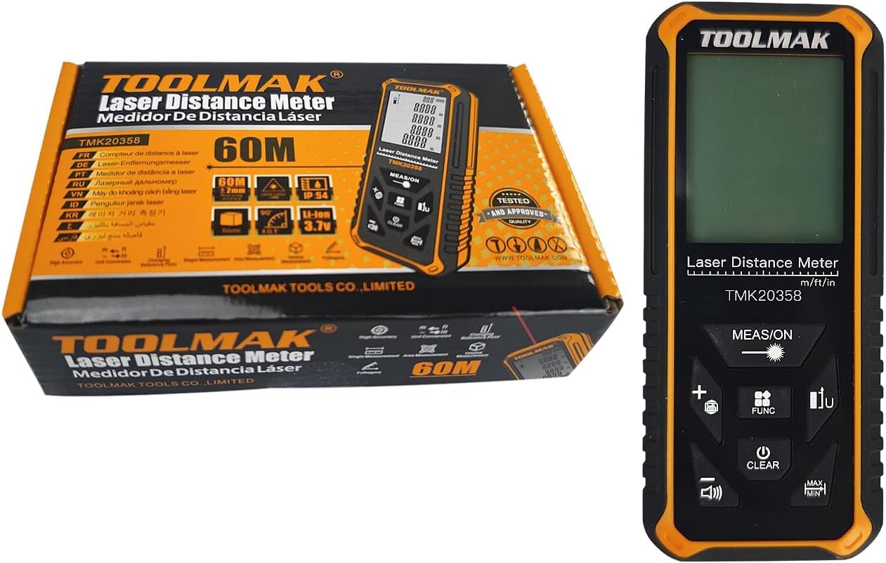 Telemetro Laser 60 m con Display LCD e USB Ricaricabile