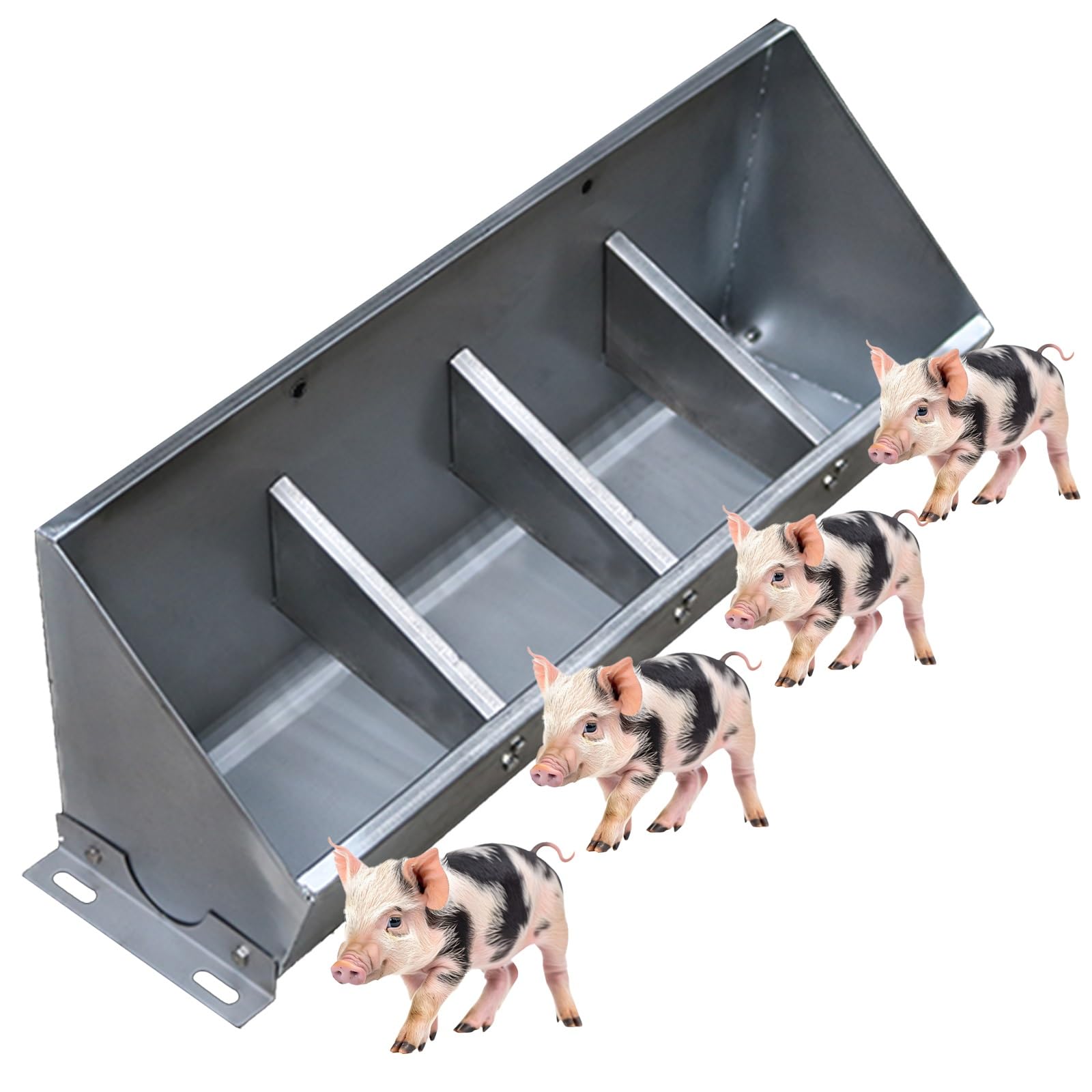 AMUFJJ Stainless Steel Pig Feed Trough, Waterproof Livestock Feeder Bowls for Indoor/Outdoor Pig Farms, Heavy-Duty Cattle Goats Horses Feeding Troughs(50cm/1.6ft 4 bit)