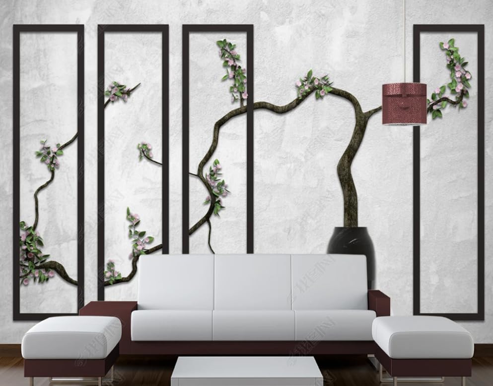 Papier peint floral style chinois pour créer un salon zen et élégant