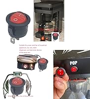 Vista 5 de 3pin 2position KCD1-105 - Interruptores basculantes redondos de 0.787 in de diámetro, para cintas de correr, cafetera, cortacésped, soplador