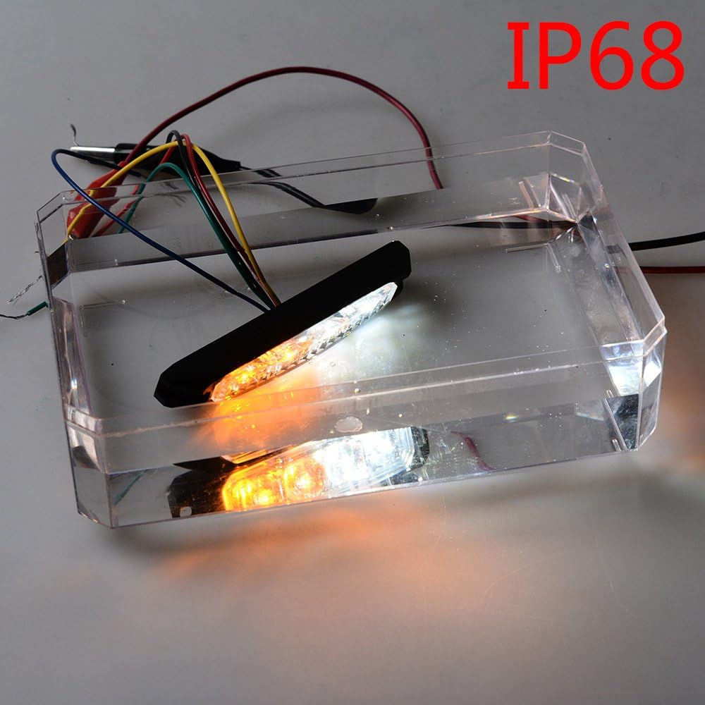 Astra Depot 8pcs 20W 4-LED Surface Mount Emergency SYNC Flash Strobe Lights Head Side Car Truck 12V-24V (4X White & Amber + 4X Amber)