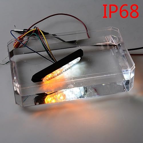 Miniatura 3 de CORP - Barra de luz estroboscópica intermitente, 100 x 4 LED, montaje en superficie, SYNC, advertencia de emergencia, 12 V-24 V (ámbar blanco,