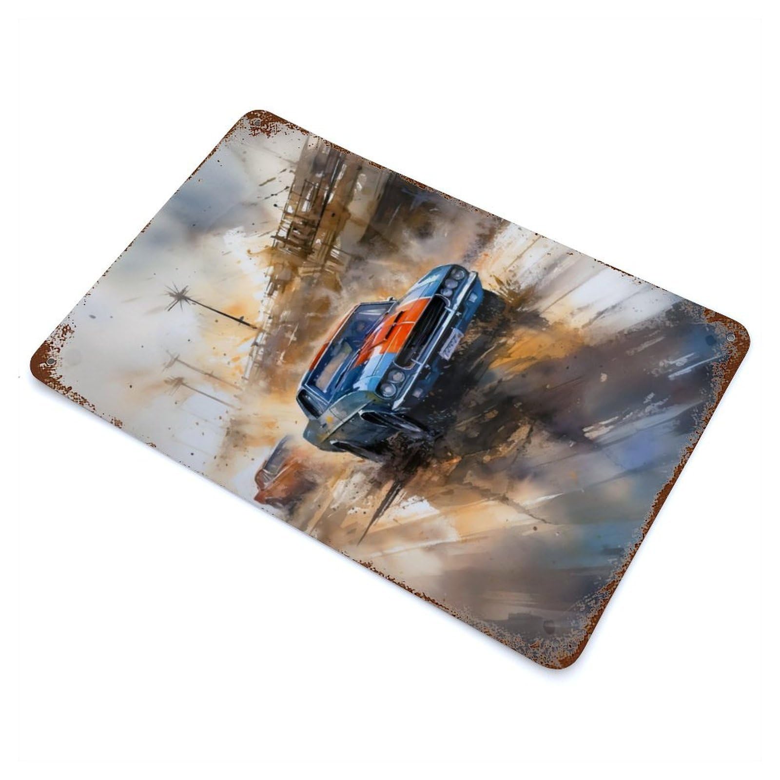 Racing Rust Effect Tin Sign 11.8"x7.9", Novelty Wall Decor for Garage, Pub Or Kitchen