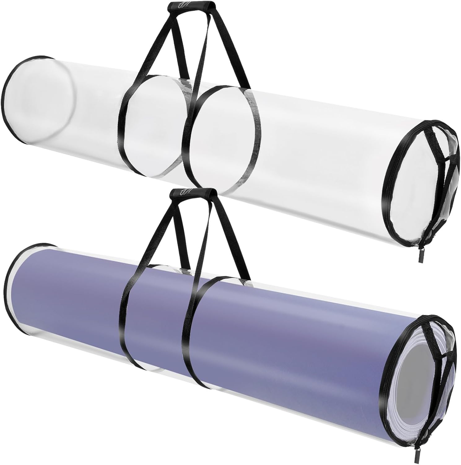 KICHOUSE 2 Pcs Wrapping Paper Storage Bags with Comfortable Handles Capacity Wrapping Paper Organizer for Party Storage and Versatile Use Transparent Design