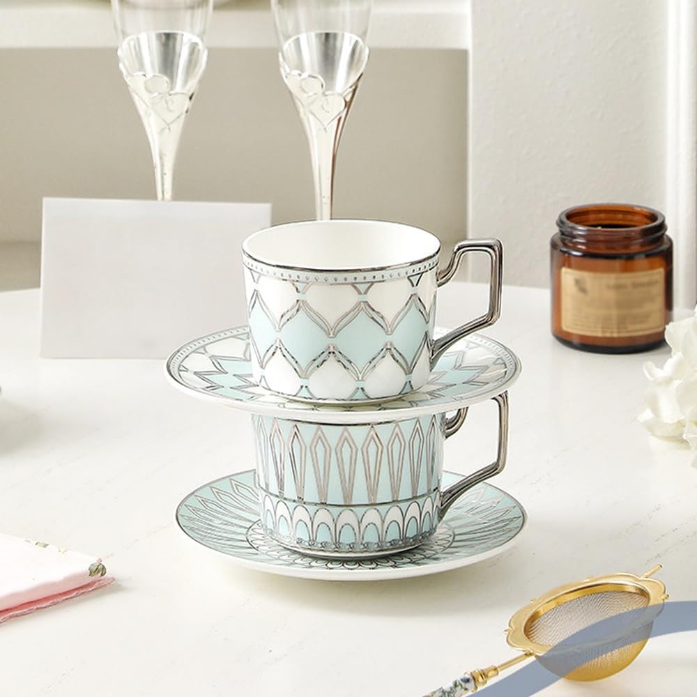 Zestaw filiżanek do kawy, kubki do kawy z uchwytem, ​​4-pakowa ceramiczna filiżanka do espresso ze spodkiem, filiżanka do espresso, mleka, herbaty