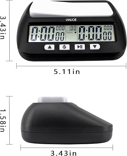 Vista 18 de VINJOE Reloj de ajedrez digital profesional para juegos de mesa, reloj digital portátil de ajedrez y temporizador de juegos con características
