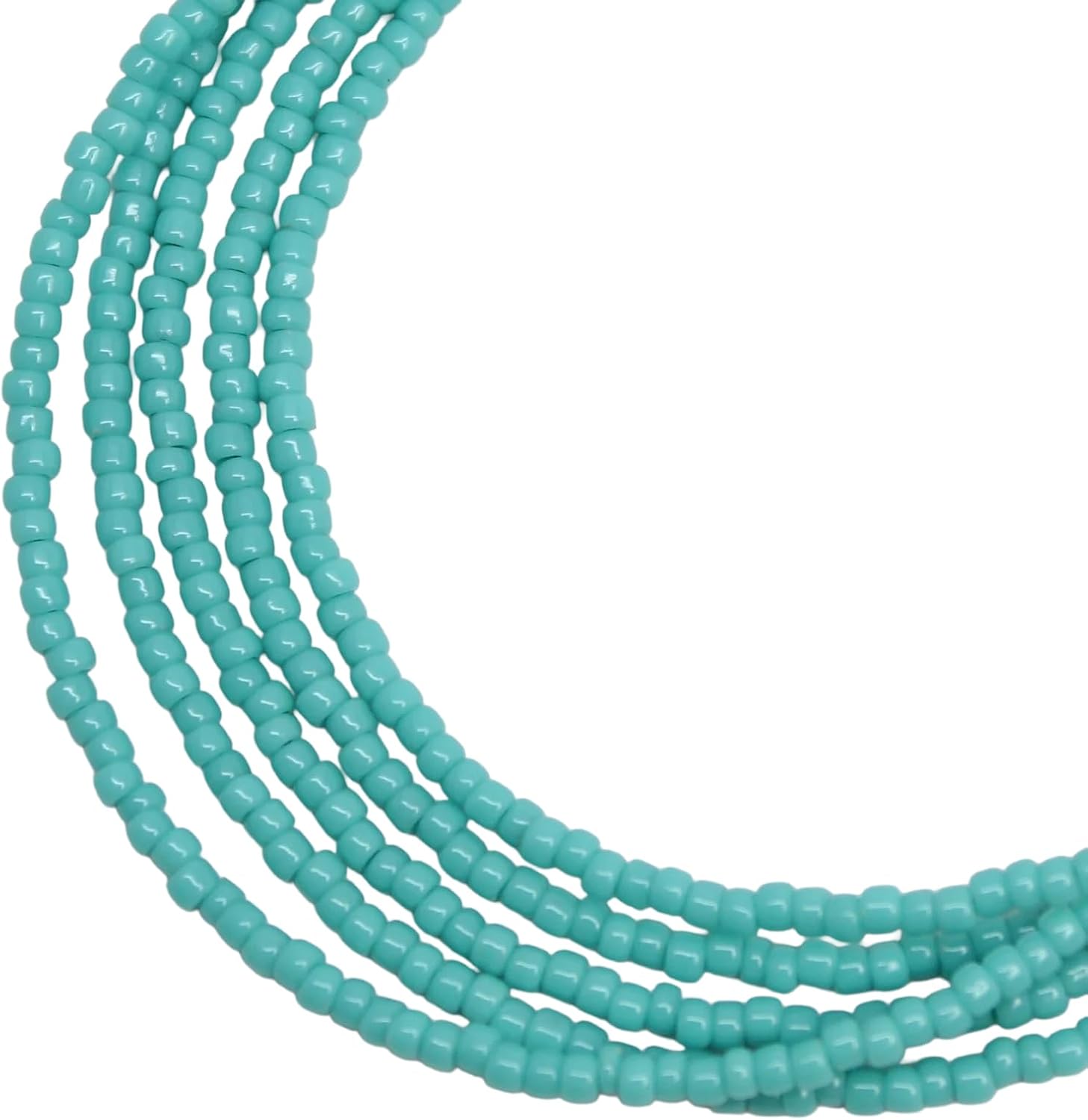 Handmade Turquoise Color Seed Bead Necklace, Thin 1.5mm Single Strand
