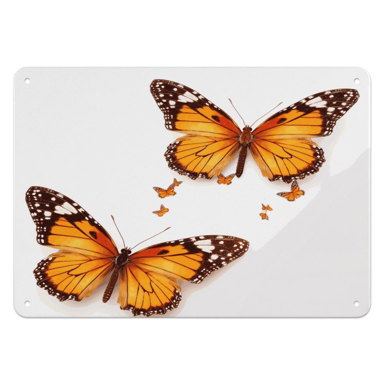 Fekiloot Style Orange Butterfly Wall Decor Iron Painting Metal Sign