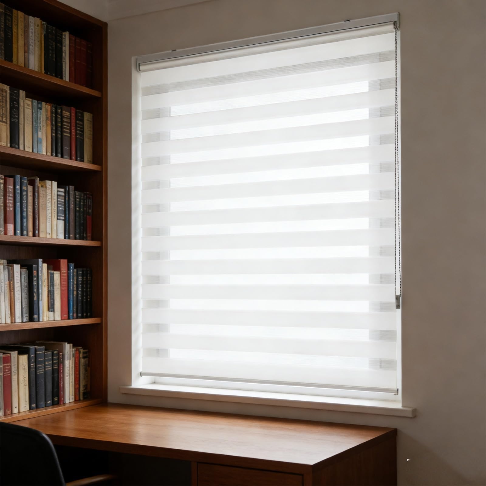 Day and Night Roller Blinds 57 x 135 cm Dual Layer Fabric Zebra Blind Translucent Or Blackout Vision Roller Dual Layer Zebra Day & Night Fit Home Office Bedroom Kids Room, White