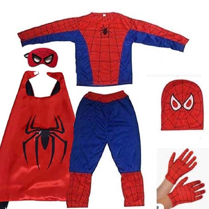 FDF Superhero Fancy Dress Costumes with Gloves and Cape for Kids