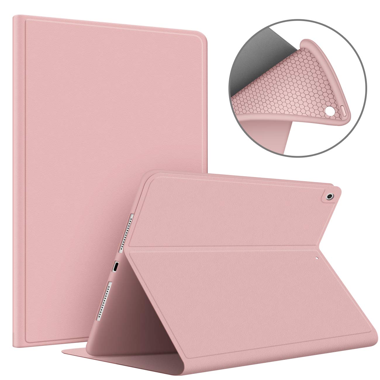 VAGHVEO Coque Pour IPad Mini 1/2/3 7,9" – TPU Souple Transparent Rouge – Avec Support 3 Volets Et Veille Automatique