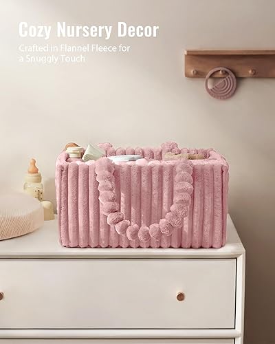 Miniatura 2 de Blissful Diary Flannel Diaper Caddy Organizer, included Gift Packaging, Cozy Nursery Storage Basket, Gift for Baby Shower, Newborn Essentials, Blush