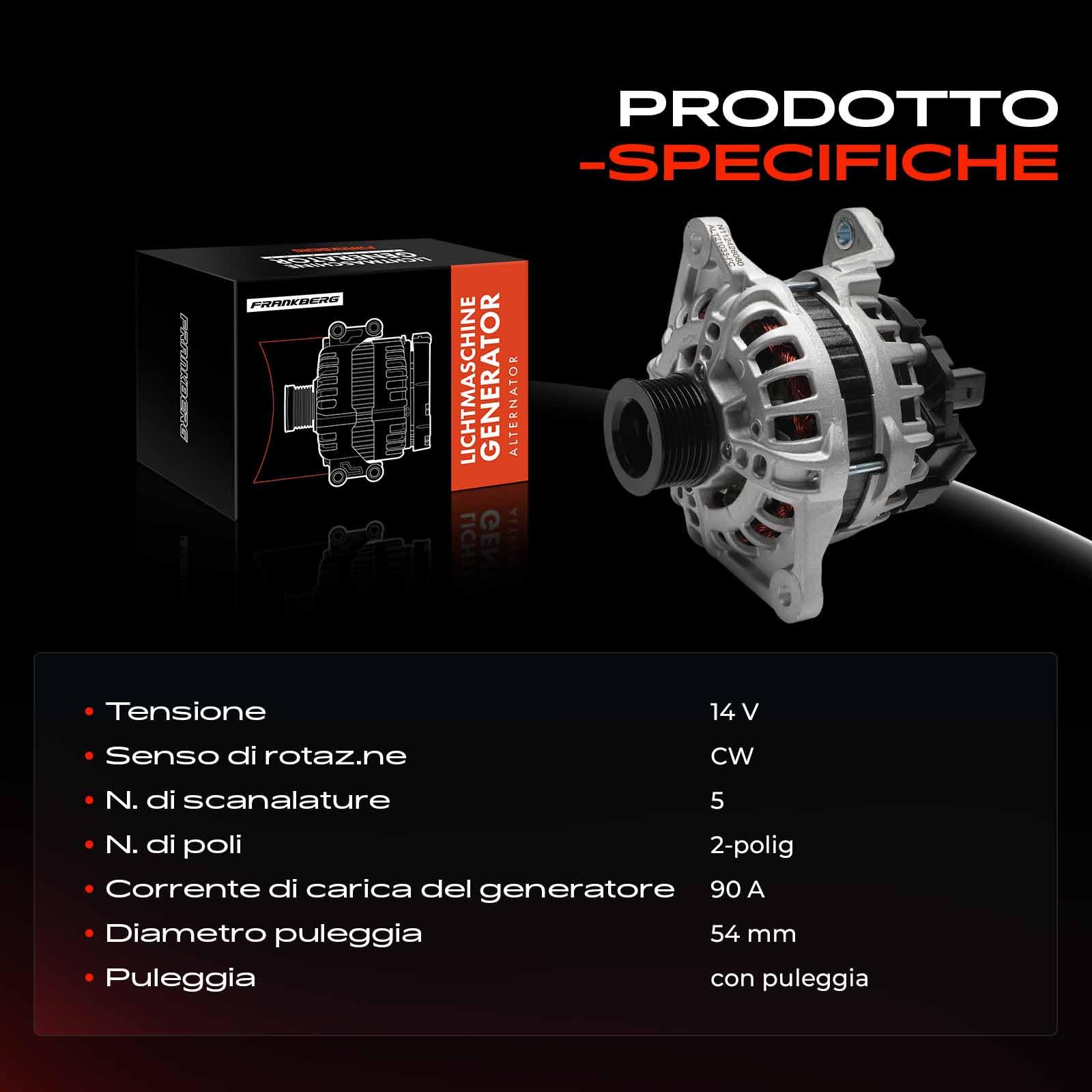 Frankberg Generatore Alternatore Compatibile con Fortwo Cabrio 451 0.8 CDI Fortwo Coupé 451 0.8 CDI Replace# 20787N,20787,0124225058,0131546902,A0131546902