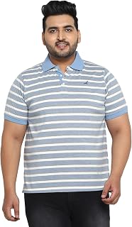 AMERICAN CREW Polo Collar Stripes T-Shirt for Plus Size Men Price In India
