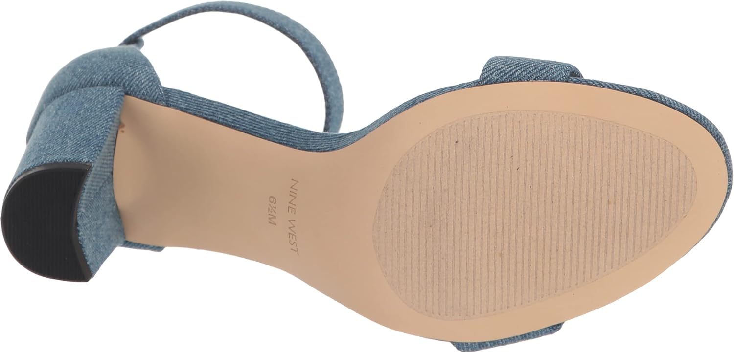 Nine West Women's Pruce Heeled Sandal 5 Blue Denim 420