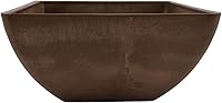 Vista 2 de PSW Pot Collection 12x6 inch Plastic/Stone/Wood Composite Square Planter – No Drainage Hole (Drillable), Modern Indoor/Outer Pot for Flowers