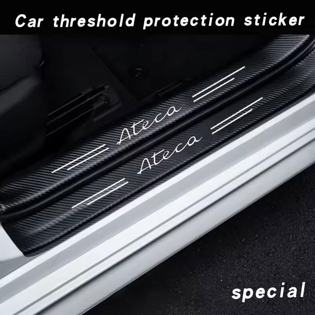 Osłona progu drzwi samochodowych, paski z włókna węglowego do SEAT ATECA, osłony progu drzwi samochodu, akcesoria, próg, naklejka dekoracyjna, ATECA, 4 szt
