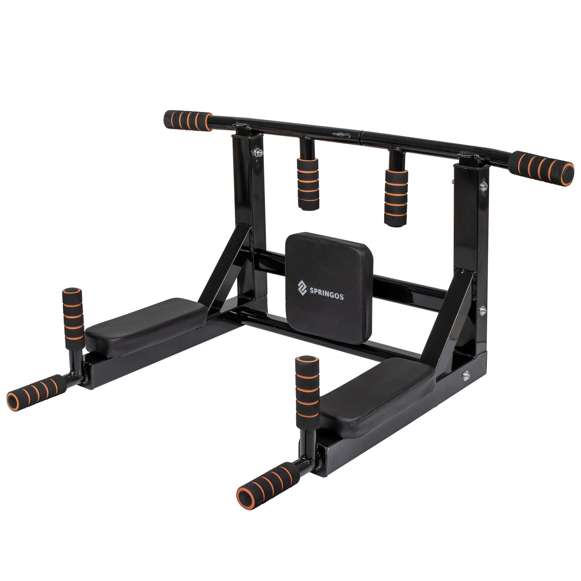 SPRINGOS Barra per trazioni a parete 3 in 1 + barra per dip + schienale in acciaio barra per dip barra per pull up allenamento forza bodybuilding