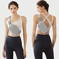 Vista 28 de Cangurera cruzada para mujer, mini bolsa para cinturón de 1 litro con correa ajustable de 32 a 51 pulgadas, bolsa de cintura pequeña para viajes