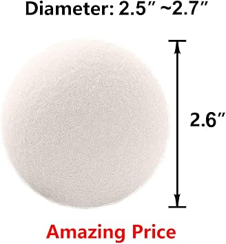 Otylzto Wool Dryer Balls 6-Pack, Drying Balls for Laundry,Reusable As Natural Fabric Softener, Reduce Clothing Wrinkles, Drying Clothes Faster Eco-Friendly