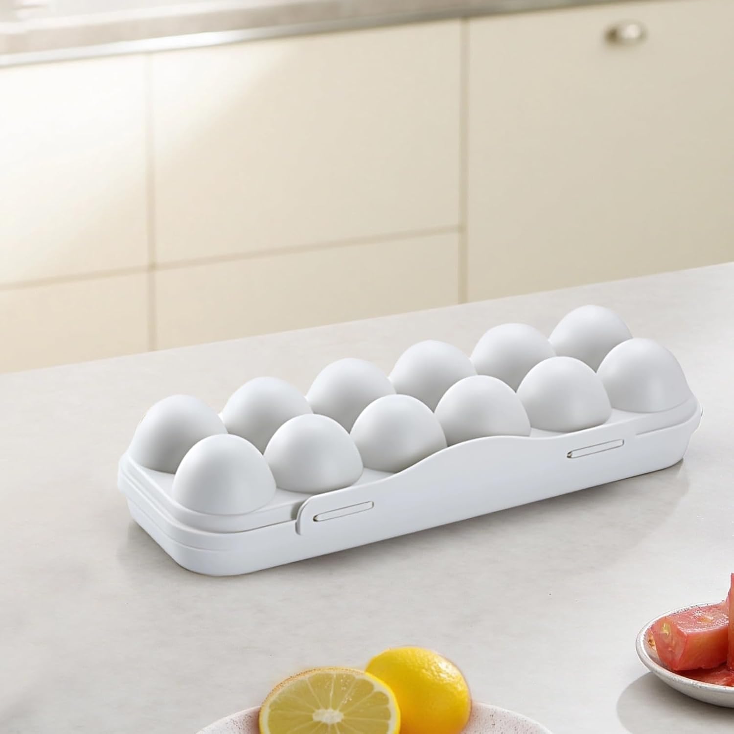 Egg Container 2 Pcs With Lid 12 Grids, Stackable Plastic Egg Holder, & Gray, 11.8 X 4.3 X 2.6 In