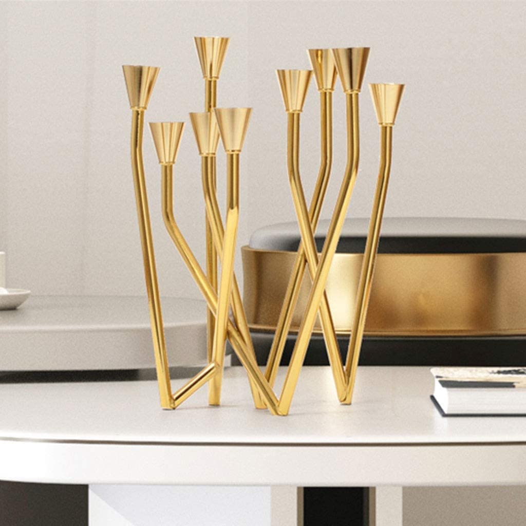 Bożonarodzeniowe świeczniki, Świecznik Świecznik Stojak 9 Ramiona Świecznik Ze Stali Nierdzewnej Geometryczny Wedding Party Decor Świecznik Do Ozdoby Domu Marokańska dekoracja domu