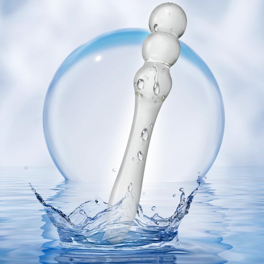 Plug anal de cristal con mango cónico y 3 perlas para la estimulación del punto G Varita de placer de cristal y para la estimulación de la próstata Consolador anal para pareja Hombre Mujer