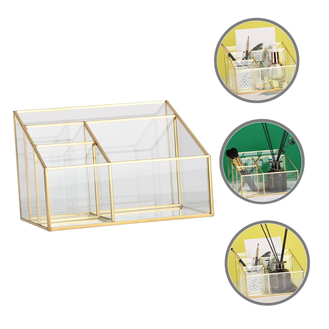 Alipis Organizer Design Raffinato in Lega per Cosmetici in Vetro Cornice Grande Capacità per Pennelli Trucco e Rossetti per Bagno e Salone Professionale