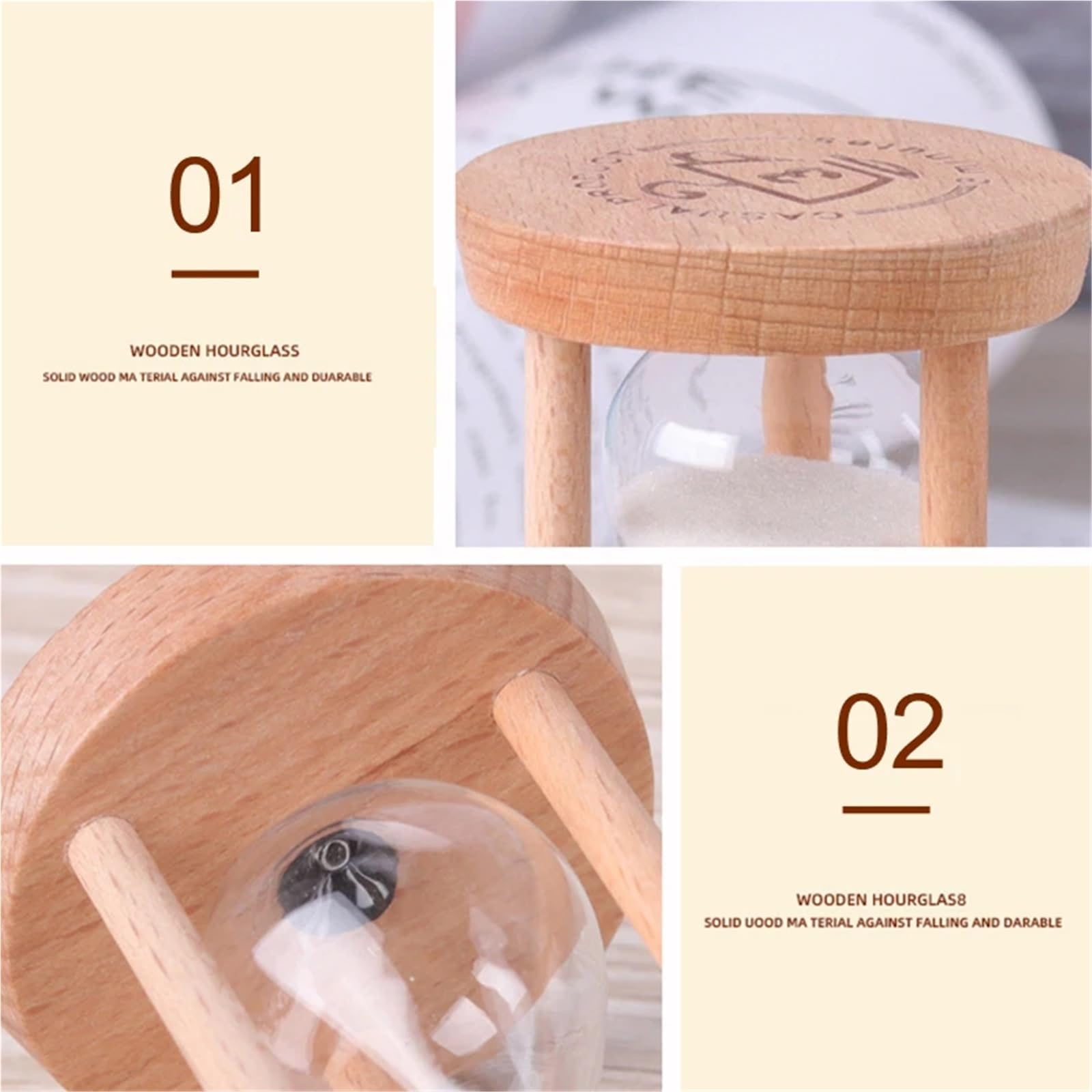 clessidra Clessidra in legno, decorazione da tavolo, orologio a sabbia, timer, gioco for bambini, doccia, arredamento moderno for la casa, 1 pezzo(Yellow-5cmx9cm,15min)