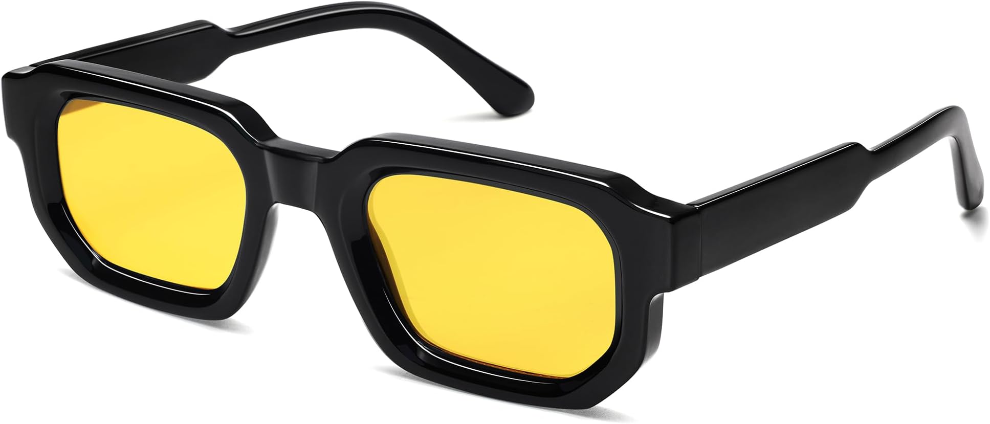 Retro Small Chunky Rectangle Sunglasses for Men Women Vintage Trendy Square Thick Sun Glasses VL9823