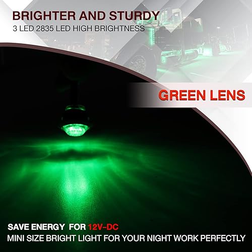 Miniatura 5 de TMH Paquete de 20 34 pulgadas, redondo, verde y rojo, luz indicadora LED con goma para remolque, camión, camioneta, 12 V CC, montaje empotrado, 3 LED