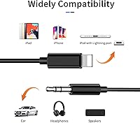 Vista 6 de iSkey [Certificado MFi de Apple] Cable auxiliar para iPhone, cable auxiliar de 3.5mm para automóvil compatible con iPhone 14, 13, 12, 11, XS, XR, X