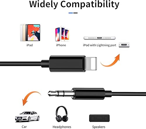 Miniatura 6 de iSkey Certificado MFi de Apple Cable auxiliar para iPhone, cable auxiliar de 3.5mm para automóvil compatible con iPhone 14, 13, 12, 11, XS, XR, X,