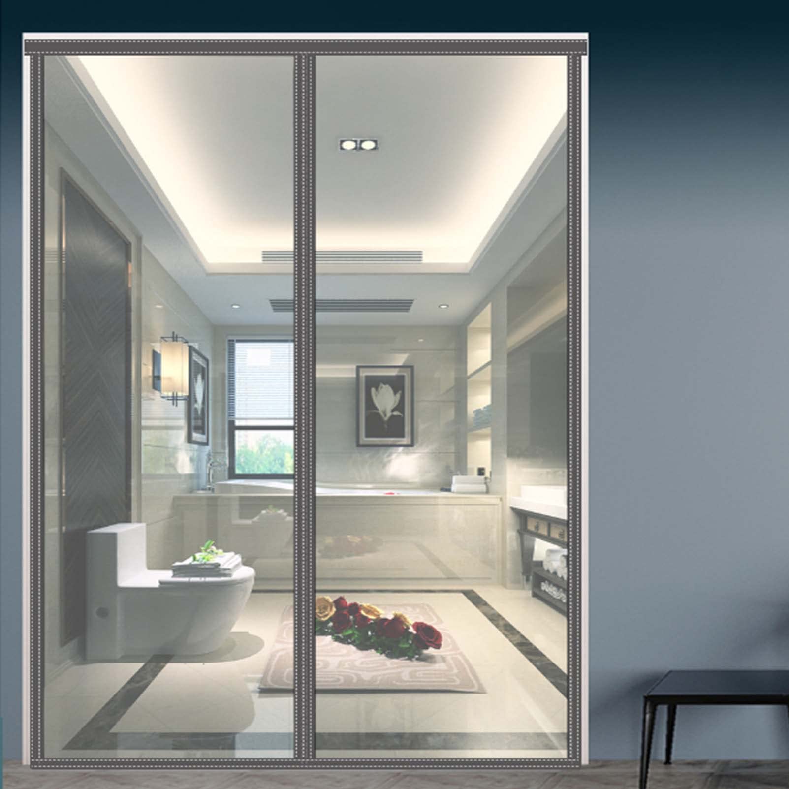 Magnetic Thermal Insulated Door Curtain,Winter Thermal Insulation Door Curtain Windproof Cold Transparent for Doors Curtain (190x220cm)
