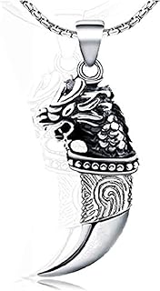 Men Necklace Titanium Steel Fashion Wolf Teeth Cool Chain Pendant for Present b004