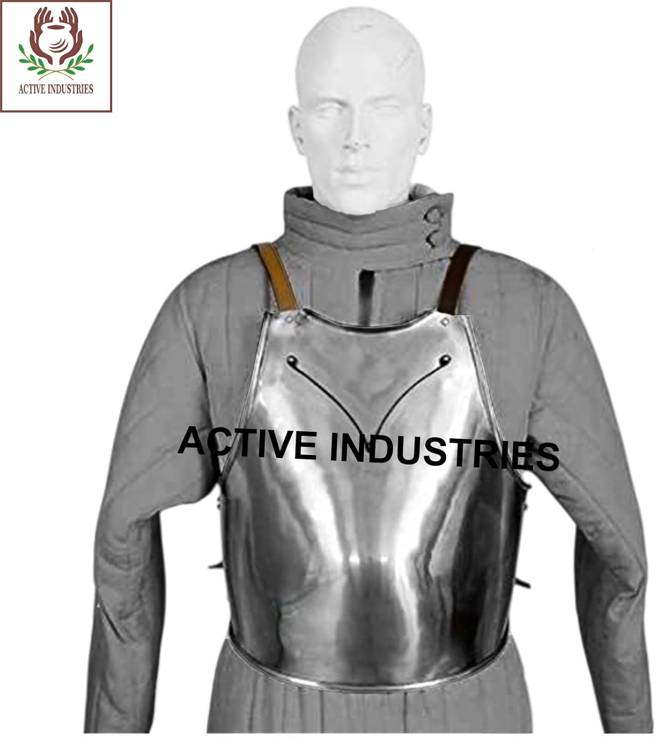Medieval Breastplate Armor – Knight Chestplate with Durable Leather Straps, Perfect for Historical LARP Costumes, Cosplay, and Medieval Reenactments Silver