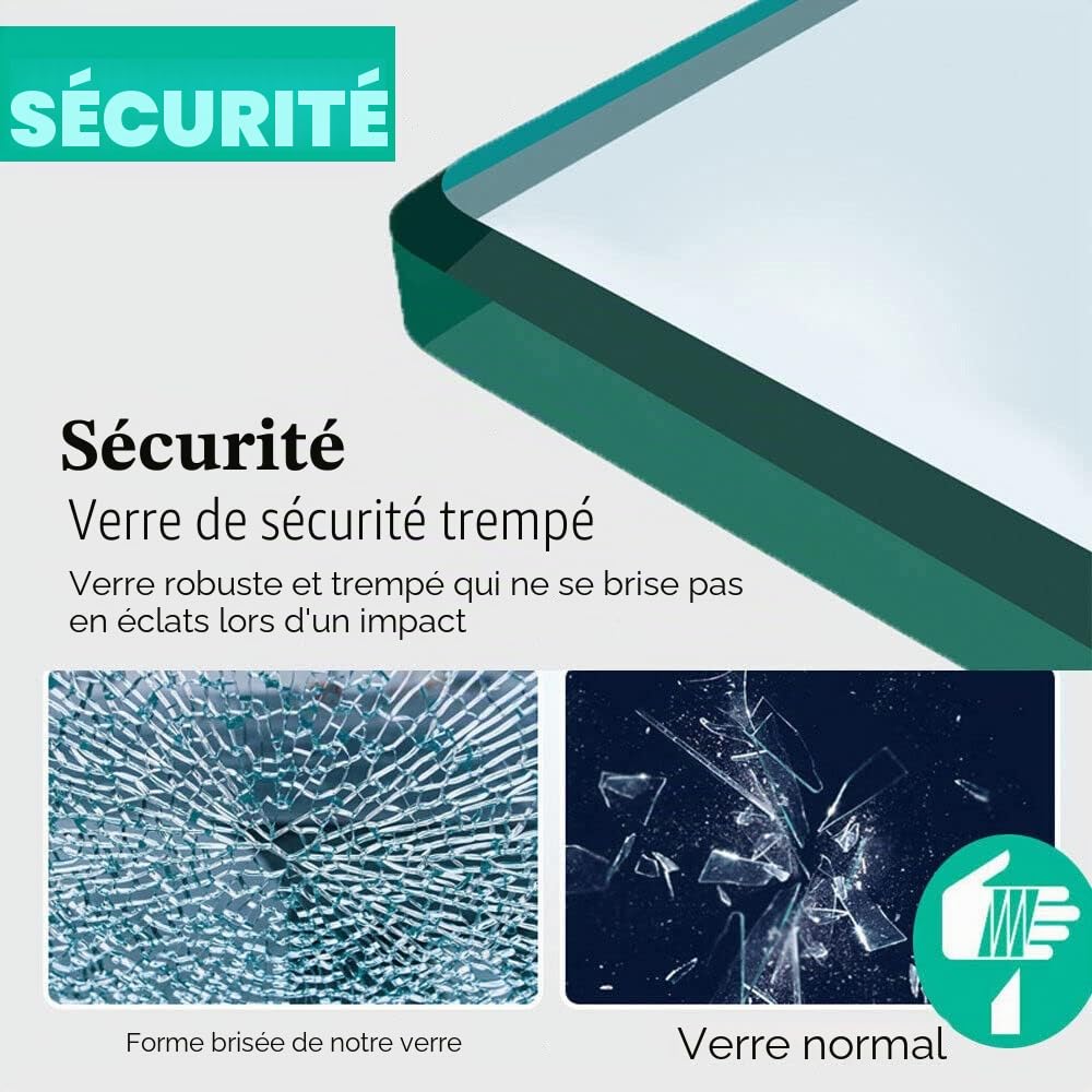 SONNI Paroi de douche - 120 x 200 cm - Walk In en verre Nano de 10 mm - Paroi avec stabilisateur réglable - Peut être montée sur receveur ou au sol