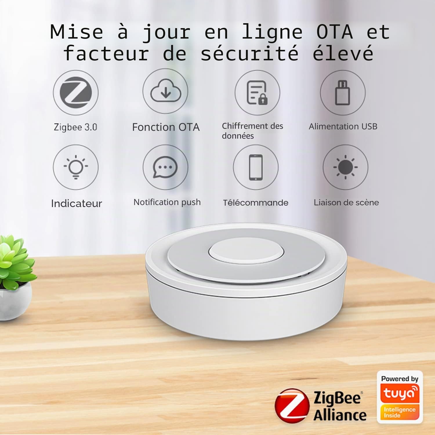 Tuya Zigbee Gateway Hub : pont Wi-Fi Smart Home, centre de contrôle à distance pour tous les produits Tuya Zigbee. Compatible avec Alexa, Google Assistant et Smart Life App