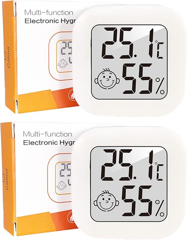 Wepai Mini Digitális Hőmérő és Páratartalom Mérő Szett - Hordozható LCD Kijelzős Szobai Higrométer, Nagy Pontosságú, 2 db-os Csomag, Fehér