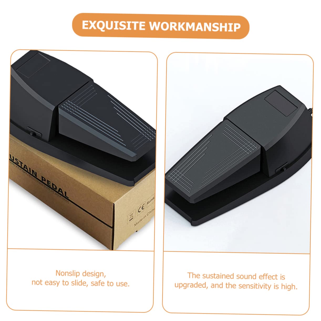 Pedal de Sostenido para Piano Negro de Goma y Abs Portátil | Resistente a Daños, Efecto de Sustain, Durabilidad, Uso Teclado y Midi