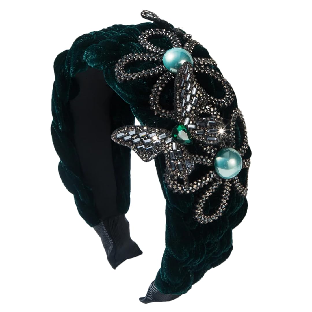 Damskie polarowe opaski na głowę szeroka opaska do włosów moda kryształ motyl kwiat opaski na głowę turban akcesoria do włosów