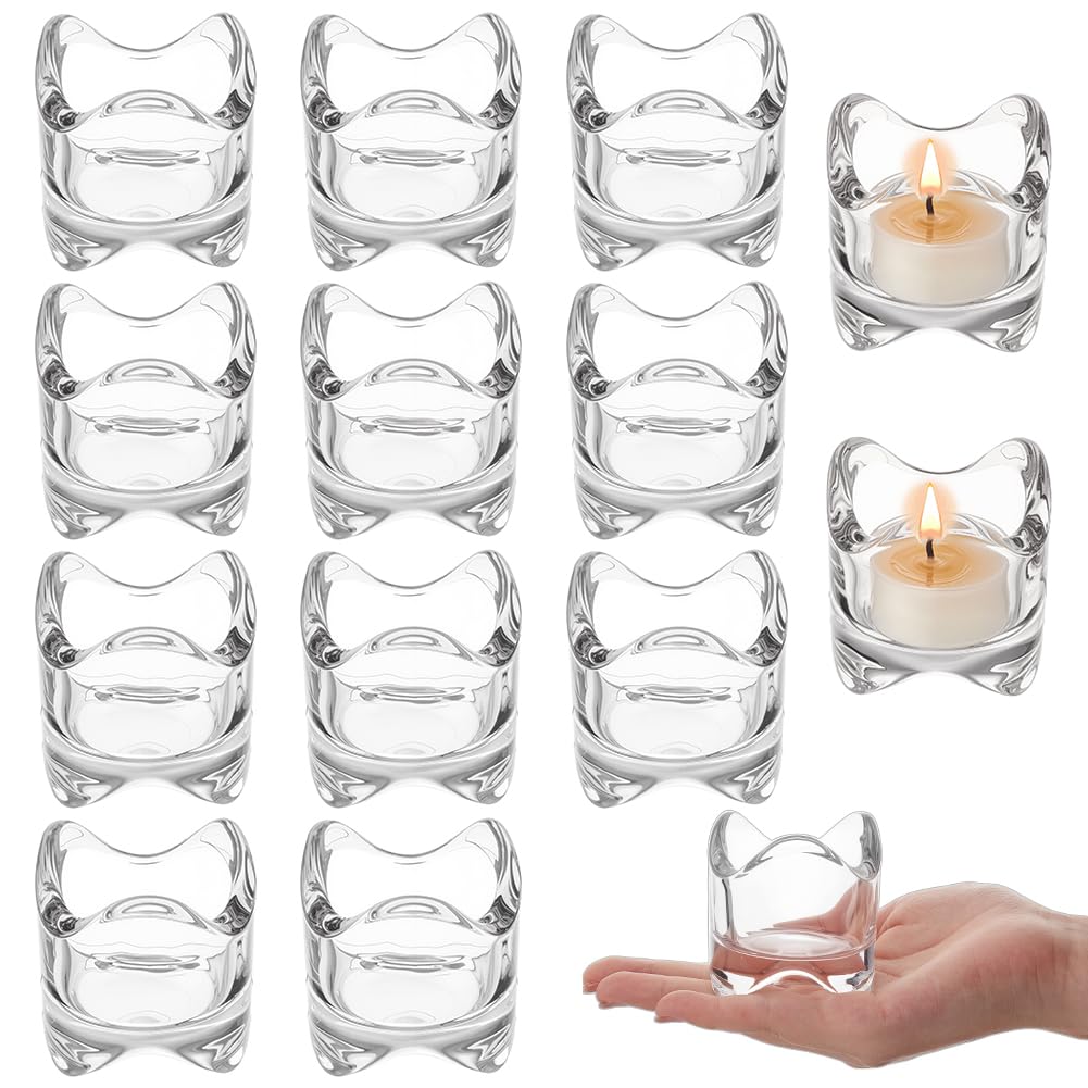 Confezione da 14 portacandele votivi, 5,7 cm, piccoli portacandele in vetro per matrimoni, centrotavola, decorazioni per la casa, proposte di Natale, Ringraziamento, eventi e feste