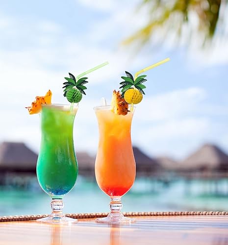 Miniatura 7 de ALINK 100 popotes de árbol de coco, decoración de fiesta tropical de lujo de plástico para fiestas hawaianas, cumpleaños, fiestas en la piscina