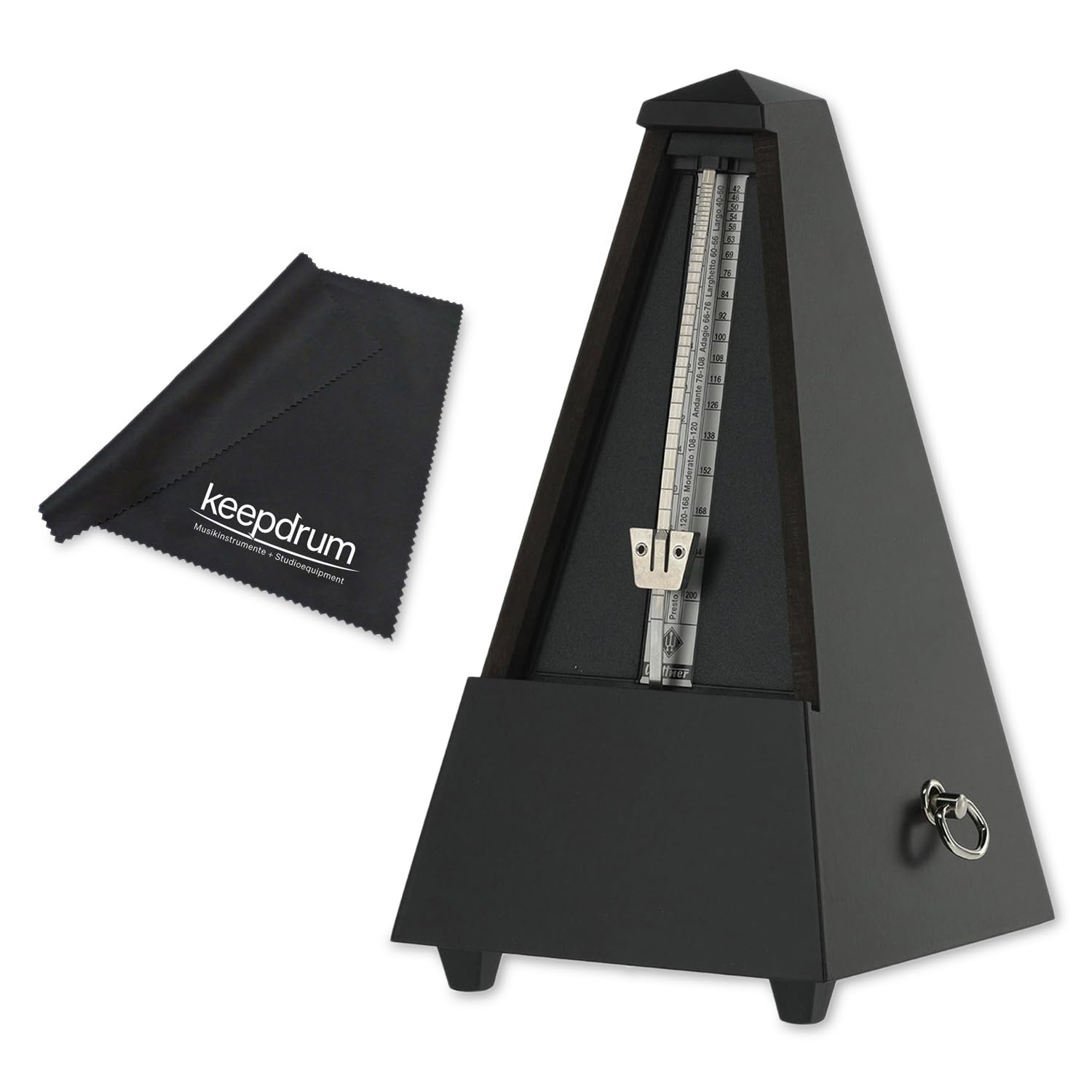 Metrónomo mecánico Wittner 806M de madera, color negro mate con gamuza de microfibra Keepdrum