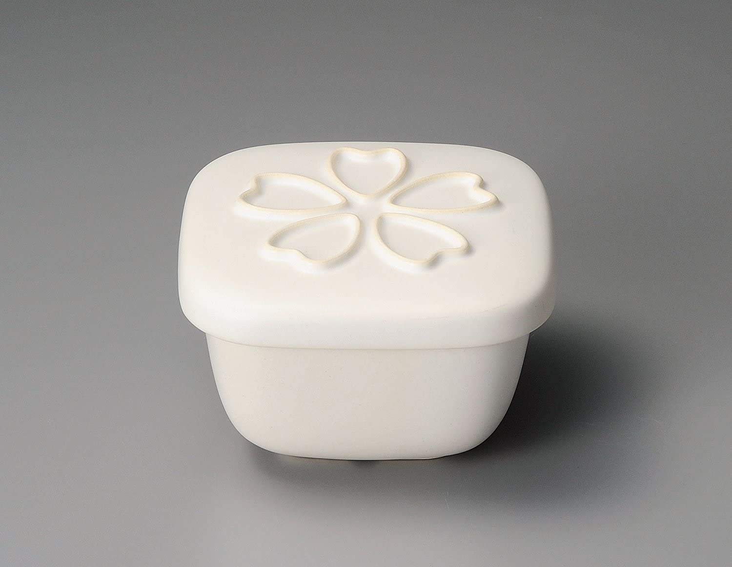 桜模様の陶器製蓋付き容器 Amazon｜おひつ ふっくら角型 セラミック 蓋付 さくら柄 保存