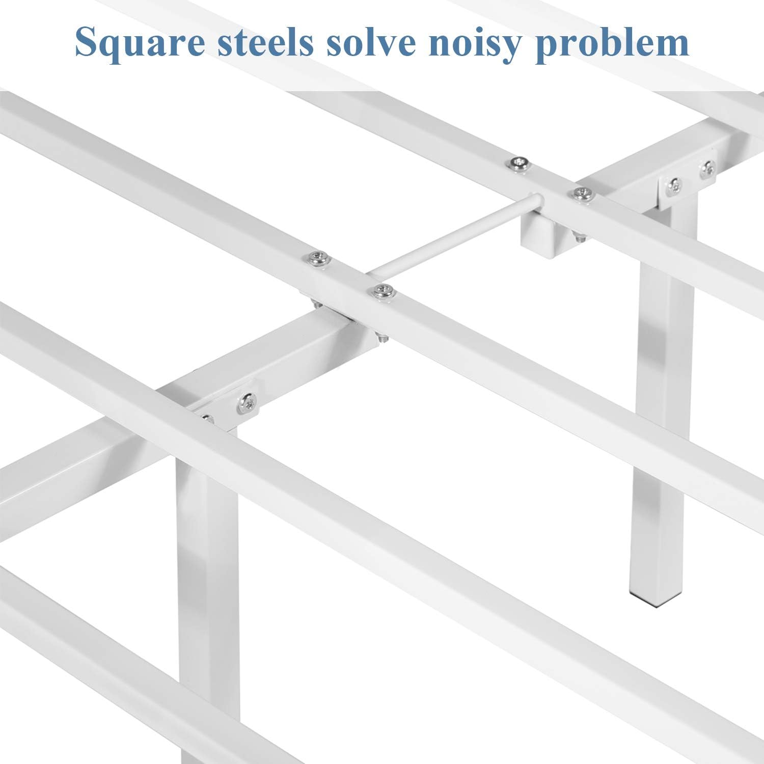 VECELO Full Size Bed Frame Metal Platform Mattress Foundation with Headboard Footboard Steel Slat Support/No Box Spring Needed/Easy Assembly/Victorian Style/White