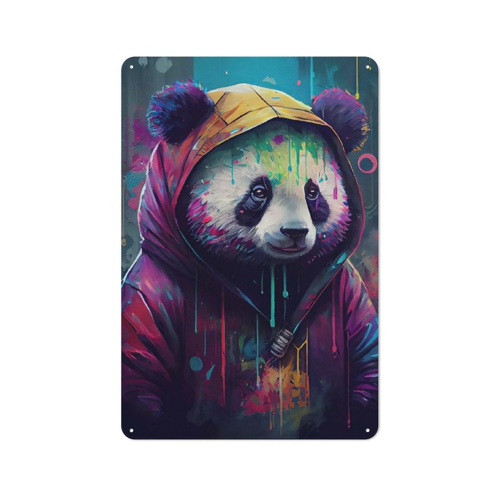 The Comfortable Panda Printed Metal Sign 30x20cm for Café Or Home Bar, Housewarming Wall Decor for People Furnishing Café And Home Bar