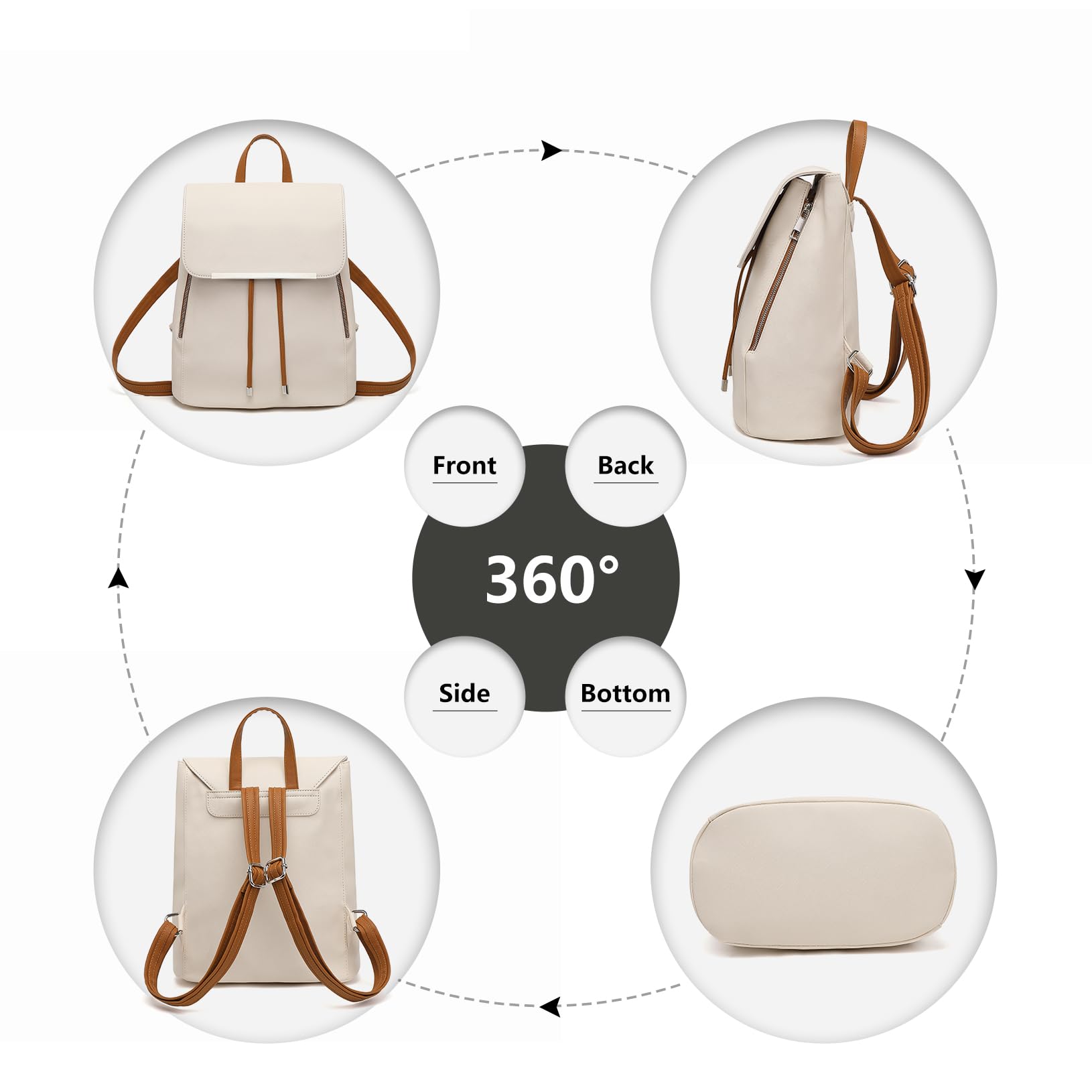 Miss Lulu Bolsos Mochila para Mujer,Mochila Impermeable de PU,Estilo Moderno para Uso Diario,Trabajo y Universidad - Ligera y Práctica