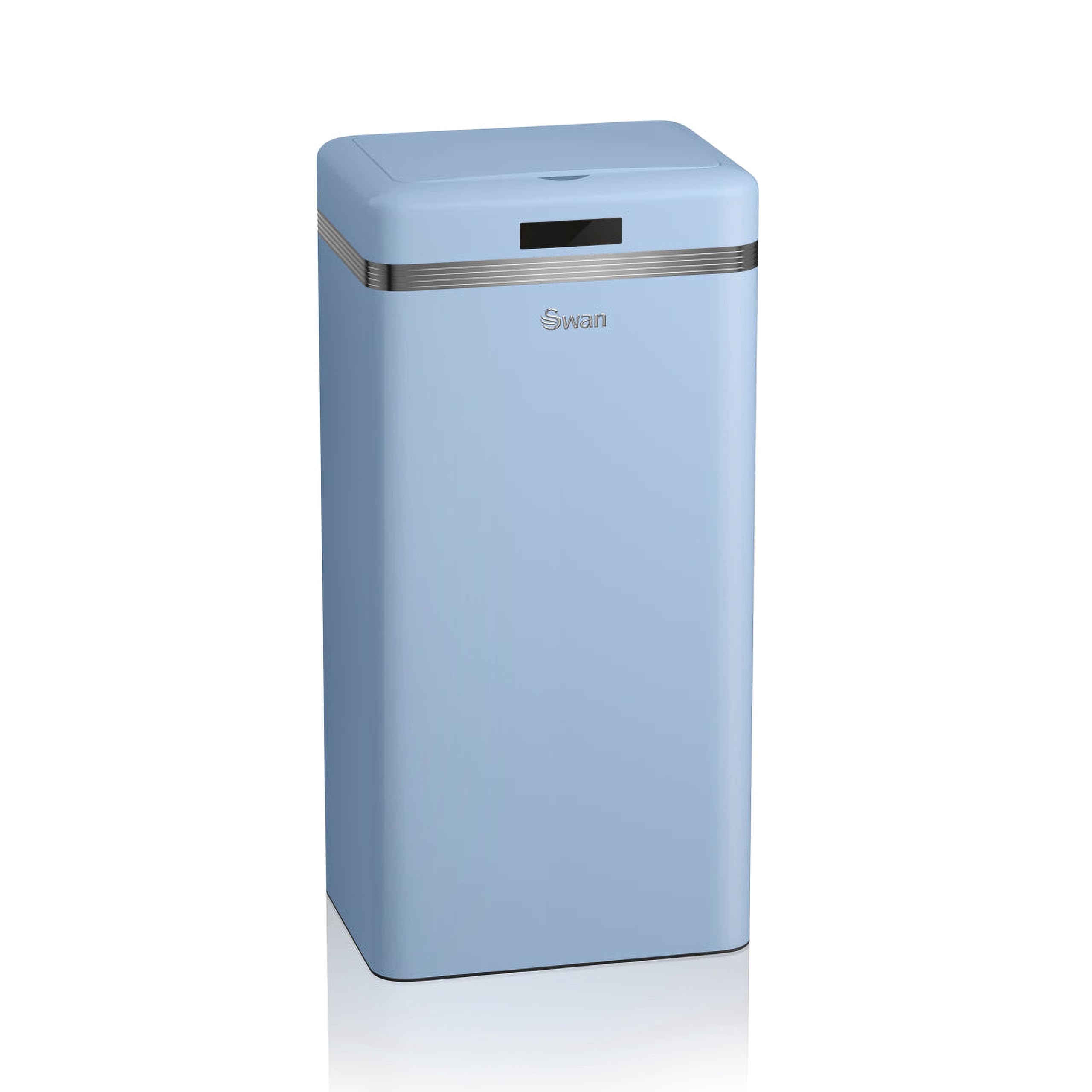 SwanSWKA4500BLN Retro Kitchen Bin with Infrared Technology, Square, 45 Litre, Blue