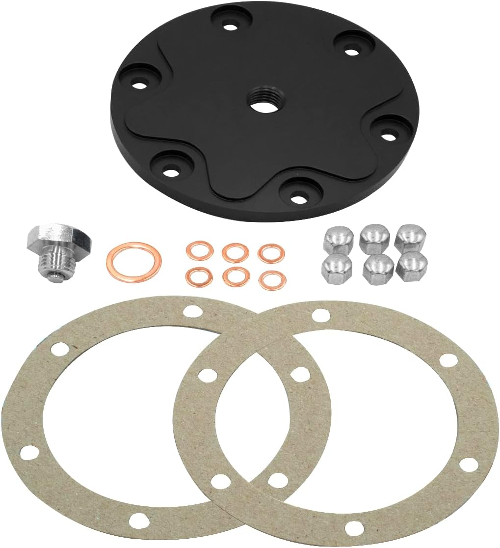 Billet Aluminum Oil Sump Drain Plate, with Plug Black, Compatible with Dune Buggy